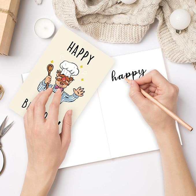 Funny Birthday Card for Men Women，Happy Birthday Cards for Grandma Grandpa，Unique Birthday Gifts for Mom Dad Husband Wife，Humorous Cartoon Bday Gift for Family Kids