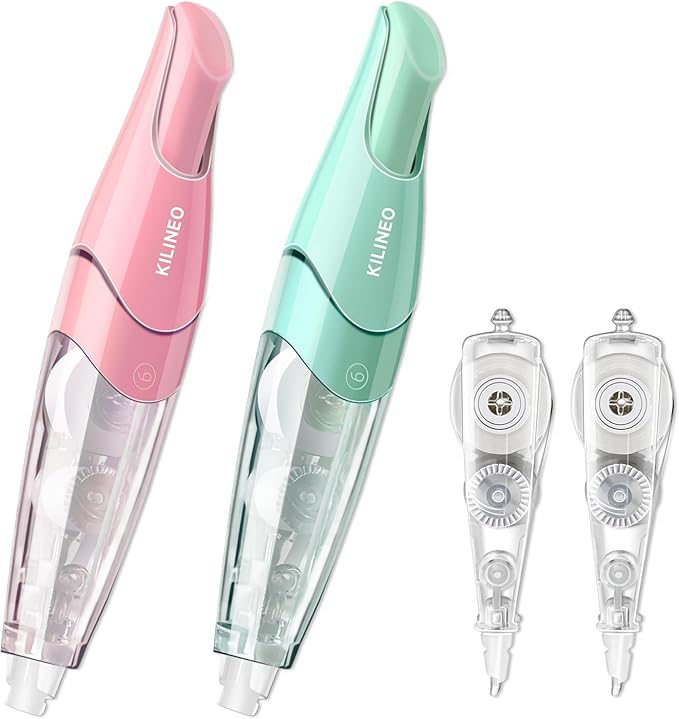 Refillable Retractable White Correction Tape, Pen Shaped White Smooth Pull Out Correction Tape Set, Correction Tape, Japanese Aesthetic Cute Correction Tape for Office Supplies, 4 PCS (ZH-67)