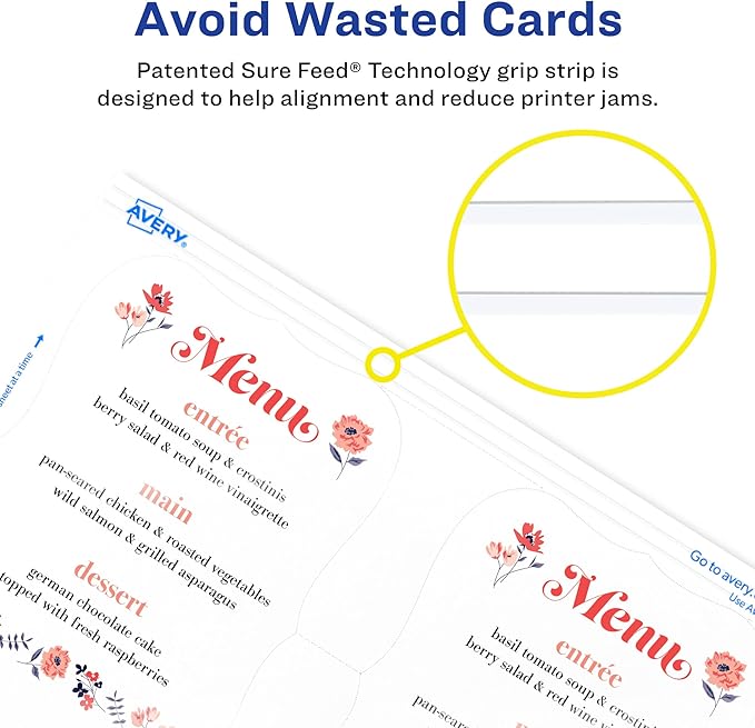 Avery Postcards with Flourish Edges and Sure Feed Technology, 3.5" x 5", Matte White, 100 Cards Total, Laser/Inkjet Printable Cards (5627)