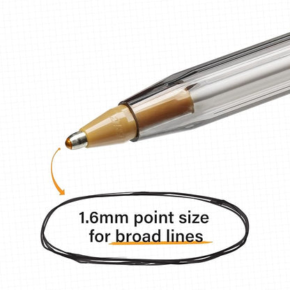 BIC Cristal Xtra Bold Ballpoint Pen, Bold Point (1.6mm) For Vivid And Dramatic Lines, Black Ballpoint Pens, 24-Count