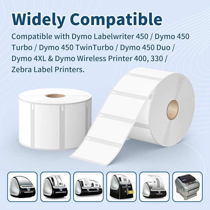 12 Rolls 12000 Labels 2-1/4" x 1-1/4" Direct Thermal Labels Compatible DYMO 30334 Barcodes Address Replacement - Tacnology Label Used with DYMO Labelwriter 450, 4XL, Rollo & Zebra Desktop Printers