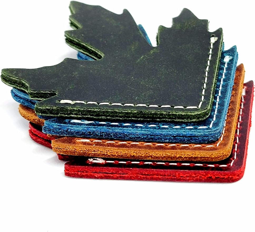 Bookmark-4 -Corner Leather Bookmarks- Leather Bookmark-Maple Leaf-Bookmarks- Reader Gifts- Book Lover Gifts- Book Club Gifts- Book Accessories for Reading Lovers-Cute Bookmarks
