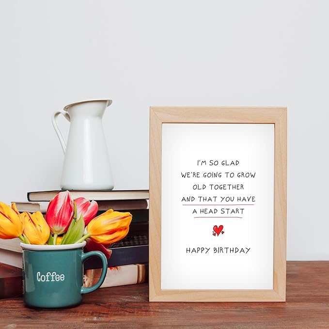 Funny Birthday Card for Husband Wife, Romantic Birthday Card for Boyfriend Girlfriend, Happy Birthday Cards for Him Her, ’We're Going to Grow Old Together and That You Have a Head Start’