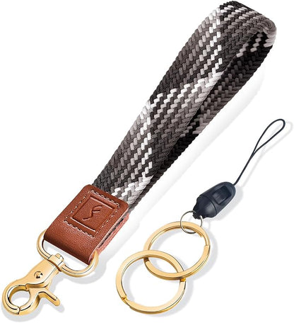 Fishent Stretchy Wristlet Keychain,Braided Cute Wrist Lanyards for Keys, Key Chain Holder for Women Men, Wrist Strap Keychain for Car Keys Phone Camera Wallet ID Badges Card (Chocolate)