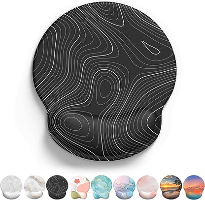 eulps Mouse Pad with Wrist Rest, Comfortable Computer Mousepad with Gel Wrist Support Smooth Surface and Non-Slip PU Base for Pain Relief, Laptop, Office & Home (Black Line)