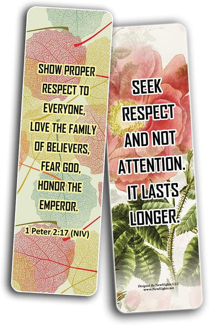 NewEights Famous Verses and Quotes on Respect (12-Pack) – Daily Motivational Card Set – Collection Set Book Page Clippers – Ideal for Church Events
