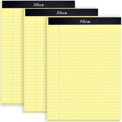Yellow Legal Notepads 8.5 x 11, Pack of 3 - Perforated Wide Ruled Writing Pad - Premium Thick Paper, No Ink Bleeding - Blank Legal Pads For Home, Office, School, Business - 50 Sheets Per