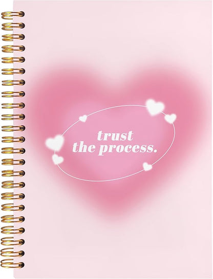BearCake Trendy Y2K Pink Aura Preppy Notebook Journal, Trust the Process Inspirational Notebooks, Aesthetic Notebooks, Pink Aesthetic Office Supplies, Hardcover Spiral Notebook 5.5x8.3