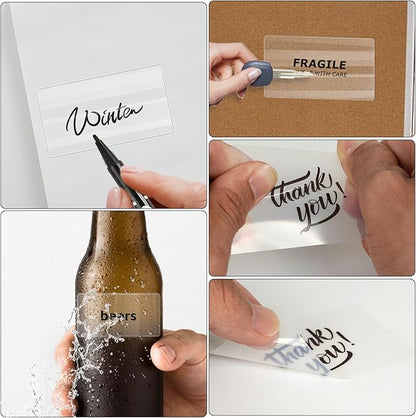 Transparent Thermal Labels 3 × 2 Inch Self Adhesive Printer Clear Stickers Vinyl Waterproof Roll Decals Rectangle Name Tag for Address Design DIY Logo Business 300 PCS