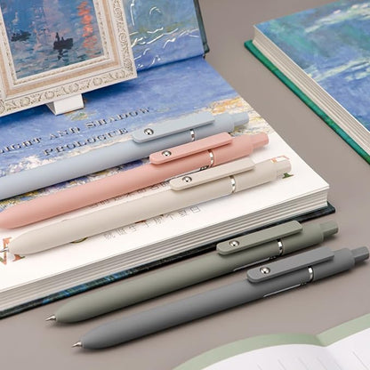 5PCS Retractable Gel Pens Set, Quick Dry Black Ink Fine Point Roller Ball Gel Ink Pen for Smooth Writing (Morandi Color)