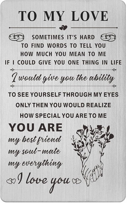 Resdink I Love You Gifts for Her Women, Romantic Wedding Anniversary Card for Girlfriend Wife, Female Love Valentines Day Birthday Gifts Card Woman Mini Note from Husband Boyfriend