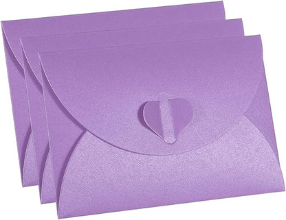 PATIKIL Gift Card Envelopes, 12 Pack Heart Shaped Clasp Small Gift Cards Holder Mini Envelope for Birthdays Weddings, Purple