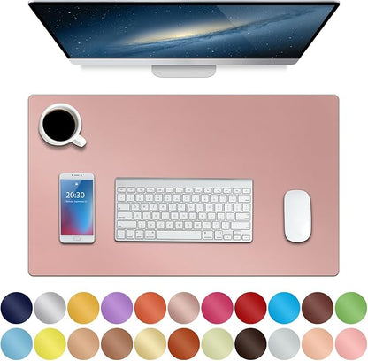 Boutilon Leather Desk Pad 24"x 14" Non-Slip Mouse Pad,Office Desk Mat,Waterprooft PU Leather Desk Blotter,Desk Pad Protector,Desk Writing Pad for Home Office Decor (S-Pink)
