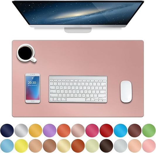 Boutilon Leather Desk Pad 24"x 14" Non-Slip Mouse Pad,Office Desk Mat,Waterprooft PU Leather Desk Blotter,Desk Pad Protector,Desk Writing Pad for Home Office Decor (S-Pink)