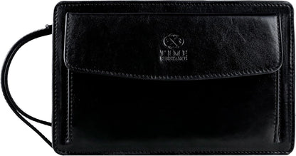 Time Resistance Leather Clutch for Men Organizer Wrist Bag Briefcase Handmade in Italy Gift Box Included