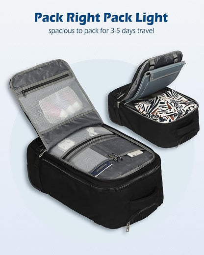 Hynes Eagle Rolling Backpack 42L Backpack with Wheels Airline Approved Carry on Luggage Laptop Travel Backpack for Women Men Black-2024