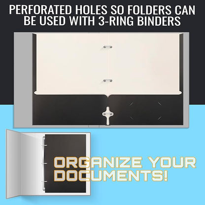 Better Office Products Two Pocket Portfolio Folders, 50-Pack, Black, Letter Size Paper Folders, 50 Pieces, Black