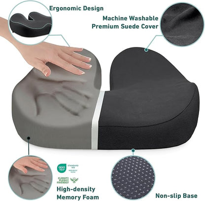 Seat Cushions for Office Chairs - Pressure Relief Seat Cushion - Car Seat Cushions for Pressure Relief, Tailbone Pain, Sciatica & Back Pain Relief for Office Chairs (Black-U Shape)
