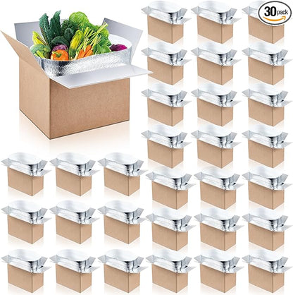 Nuanchu 30 Pieces Double Insulated Mailing Boxes with Aluminum Foil Insulated Bag Liner Cooler Small Mailing Box for Mailing Frozen Food Cold Mailing Boxes for Mailing Packing Moving, 9" x 5" x 6"