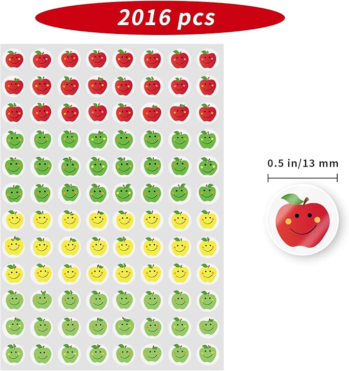 0.5 Inch Apple Stickers,Self Adhesive for Scrapbooking/Kid DIY Arts Crafts/Reward Stickers Teachers Stickers (Multicolored)
