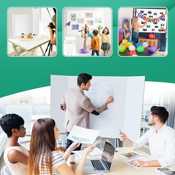 4 Pack Trifold Poster Board, IKAYAS 48" X 36" Double Sided White Poster Boards, Science Fair Display Boards Posterboard Foamboard for Mounting, Prints,Art,Display,Projects Classroom Supplies