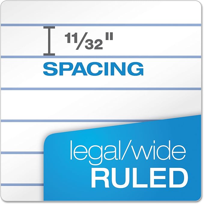 Ampad Gold Fibre Writing Pads, Legal/Wide Rule, Letter Size (8 1/2 in x 11 3/4 in), White, Four 50-Sheet Pads per Pack (20-031)