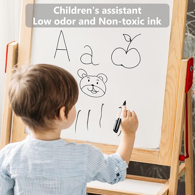 Fine Tip Dry Erase Markers - 24 Pack Black Whiteboard Erasable Markers Bulk for Kids Adults, Ideal for Classroom School Office Home Use on White Board, Non-Toxic Easy Clean