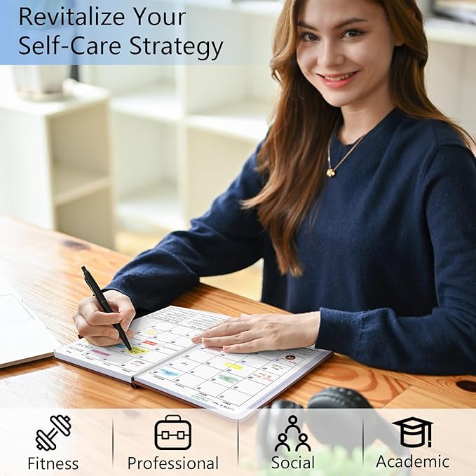 Upgraded Planner 2024-2025 A5, Undated Leather Hardcover Planner with Sticker Tabs, Organizer Notebook, Weekly Goals Planner, Daily Planner, To Do List, Habit Tracker, Aesthetic, School or Office