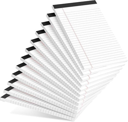 12pcs Small Note Pad 5x8 College Ruled White Legal Pads Paper Notepads 12 Pack Study Back Writing Pads 5 x 8 Legal Pads Perforated Narrow Ruled Pads of Paper White