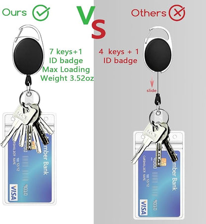 Giancomics Black Lanyards for Id Badges, ID Badge Holder with Lanyard, Badge Reel Retractable Heavy Duty, Lanyard with ID Holder Keychain Clip Name Tag ID Card Holder for Teacher Women Men Work Office