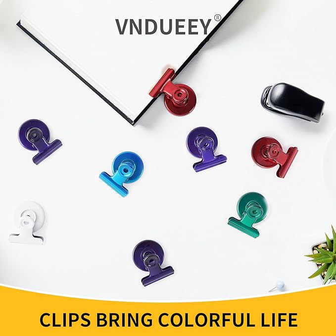 VNDUEEY 20 Pack White Magnetic Clips Fridge Magnet Clips, Whiteboard Clip Magnets Fridge Magnetic Clips, Magnetic Clips for Refrigerator, Strong Magnets with Clips for Whiteboard on Home Office