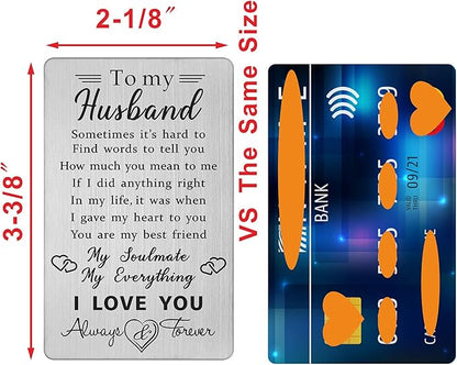Husband Wallet Card Father‘s Day Gifts from Wife, I Love You Gifts for Him Husband Birthday Card, Unique Wedding Anniversary Presents for Men, Valentines Day