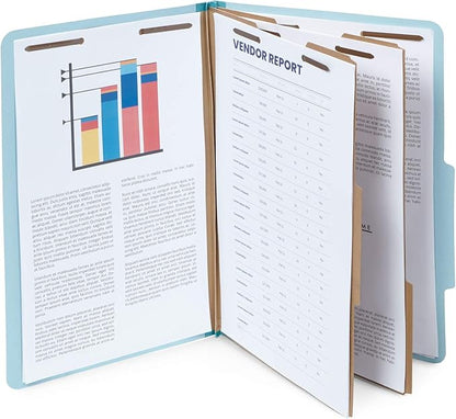 10 Blue Legal Size Classification Folders - 2 Divider 2 Inch Tyvek expansions - Durable 2 Prongs Designed to Organize Standard Law Client Files, Office Reports - Legal Size, 8 3/4 x 14 3/4, 10 Folders