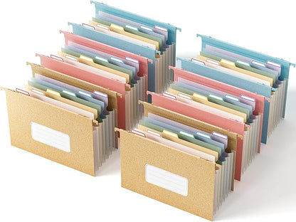 Wheat Straw Expanding Hanging File Folders, 3 Color File Organizer, 1.2" Accordion Pockets, Large Capacity, Letter Size for Filing Cabinet, 100% BPA Free, Return to Nature, Healthy Living-6