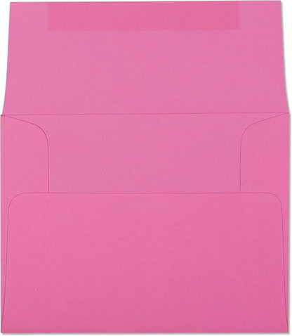 EnDoc A2 Colored Envelopes - For Invitations, Photos, Graduation, Baby Shower - 4 3/8 x 5 3/4 Inches Gummed Seal Greeting Cards Envelopes, Pink Color - 25 Pack
