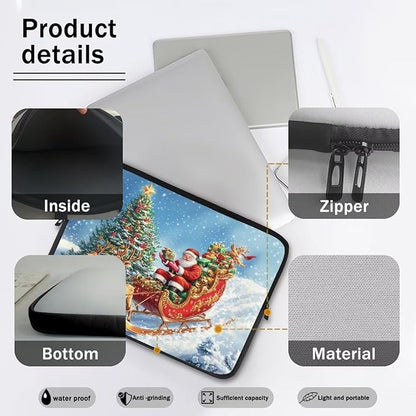 Christmas Deer Laptop Sleeve for Women 15 inch Lap Top Case Slightly Laptop Pouch with Humanize Design Computer Carrying Case Easy to Clean Laptop Accessories Reindeer Tablet Bag