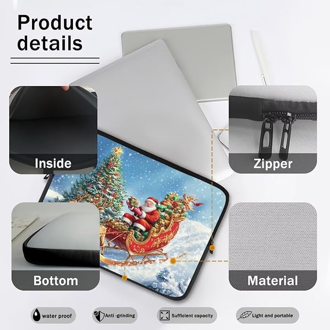 Christmas Deer Laptop Sleeve for Women 12 inch Lap Top Case Slightly Laptop Pouch with Humanize Design Computer Carrying Case Easy to Clean Laptop Accessories Reindeer Tablet Bag