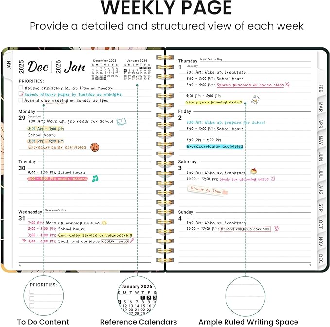 2026 Planner, Aesthetic Weekly and Monthly Planner for Women, Jan 2026 to Dec 2026, Hardcover 2026 Calendar Book with Monthly Tabs, Inner Pocket, Perfect for Office Home School - A5 (6.3" x 8.5"), Soft Lily