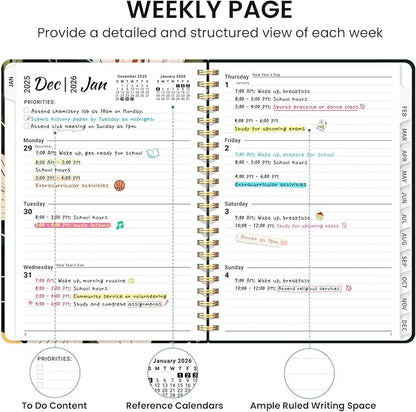 2026 Planner, Aesthetic Weekly and Monthly Planner for Women, Jan 2026 to Dec 2026, Hardcover 2026 Calendar Book with Monthly Tabs, Inner Pocket, Perfect for Office Home School - A5 (6.3" x 8.5"), Soft Lily