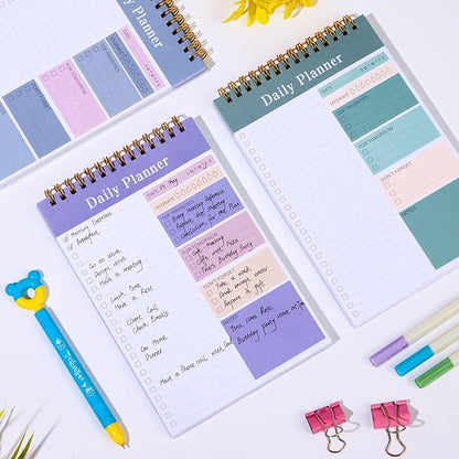 Set of 3 To Do List Notepad, 52 Sheets Undated Daily Planner 2024, 5.2"x7.8" To Do List Notebook, Daily Checklist for School/Office Supplies