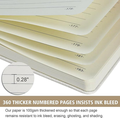 Lined Journal Notebook, 1 Pack (White), 360 Pages, 9.8 inches x 6.9 inches - 100 gsm Thick Paper, Hardcover