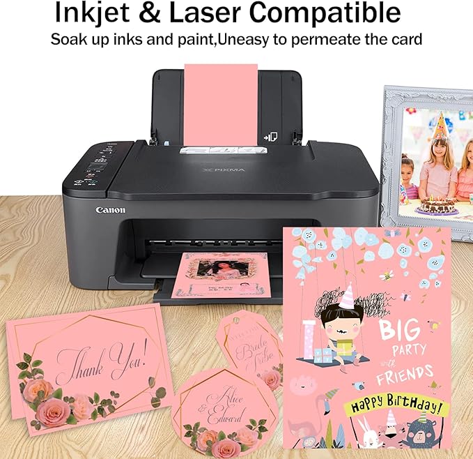 100 Sheets Pink Cardstock 8.5 x 11 65lb Paper, Goefun Pink Card Stock Printer Paper for Arts & Crafts, Presentations, Stationary Printing