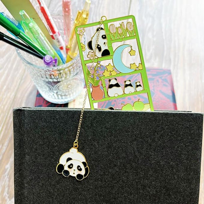 Metal Cat Bookmarks with Gift Box, Cat Pendent Book Markers for Book Lovers Bestfriend Cute Birthday Gifts Appreciation Gifts Mothers Day Teacher Student Gifts (Panda)
