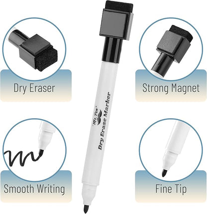 Mr. Pen- Magnetic Dry Erase Markers, 8 Pack with 1 Dry Erase Eraser, Black Dry Erase Markers Magnetic, Dry Erase Markers with Magnet, Dry Erase Magnetic Markers, Dry Erase Pens Fine Tip Dry Erase