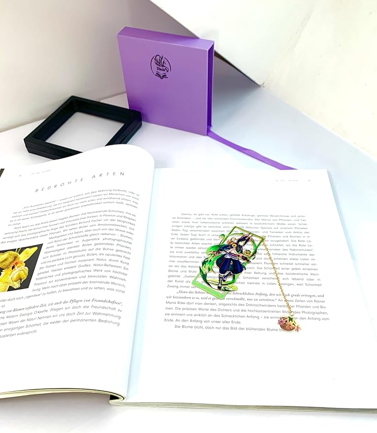 Genshin Impact Tighnari Metal Bookmark - Anime Figure Merch with 3D Display Box - Birthday Gifts for Fans Friends Gamer Book Lovers - Zllada