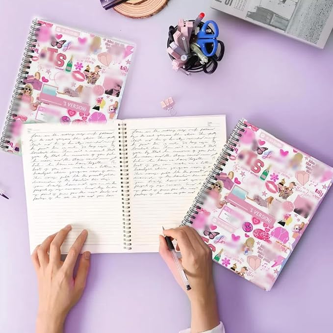 Music Singer Fans A5 Notebooks, Spiral Notebook College Ruled A5, 160 Pages Thick Paper Wire Bound Notebooks for Note Taking School Office Supplies,Pink