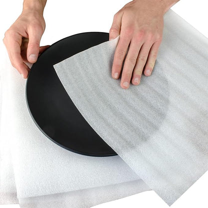 Foam Wrap Cushion Sheets12x12 Inch, 50 Pack Safely Wrap to Protect Dishes, Glasses, Plates and Fragile Items for Moving Boxes - White