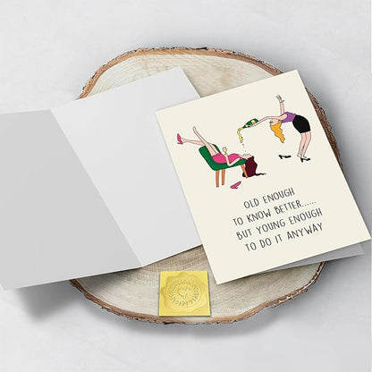 Funny Female Birthday Card for Friend Her, Happy Birthday Card for Girl Mom, Old Enough Card for Women