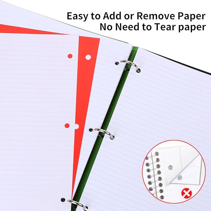 Pivotable Refillable Notebook, 3 Ring Binder Notebooks 1 Inch, Notebook with Dividers and Pockets, Folder Notebook, Flexible Binder, Soft Binders 3 Ring, Foldable Binder- Pink