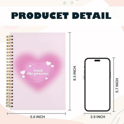BearCake Trendy Y2K Pink Aura Preppy Notebook Journal, Trust the Process Inspirational Notebooks, Aesthetic Notebooks, Pink Aesthetic Office Supplies, Hardcover Spiral Notebook 5.5x8.3